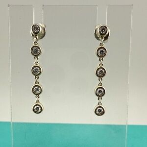 RARE Tiffany & Co. 5 Drop Diamonds by the Yard Drop Earrings in Sterling Silver